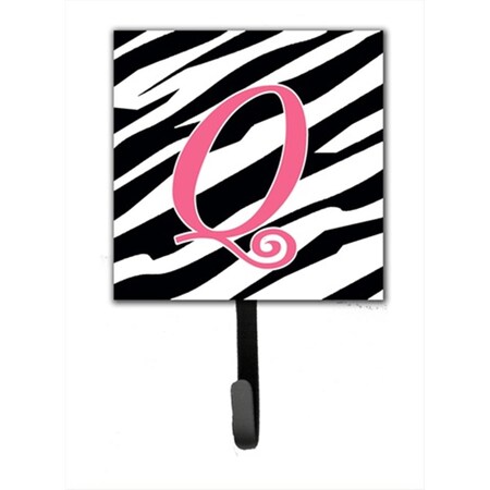 Carolines Treasures Letter Q Initial Monogram - Zebra Stripe And Pink Leash Holder Or Key Hook CJ1037-QSH4